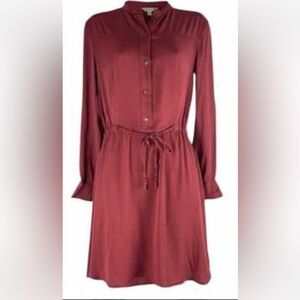 All Saints Deep Red Long Sleeve Sandi Dress